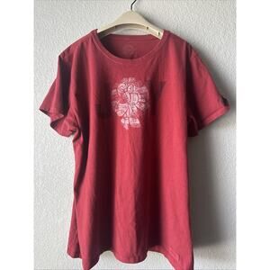 Life Is Good Women’s XL Short Sleeve T-shirt Joy Christmas Red Top